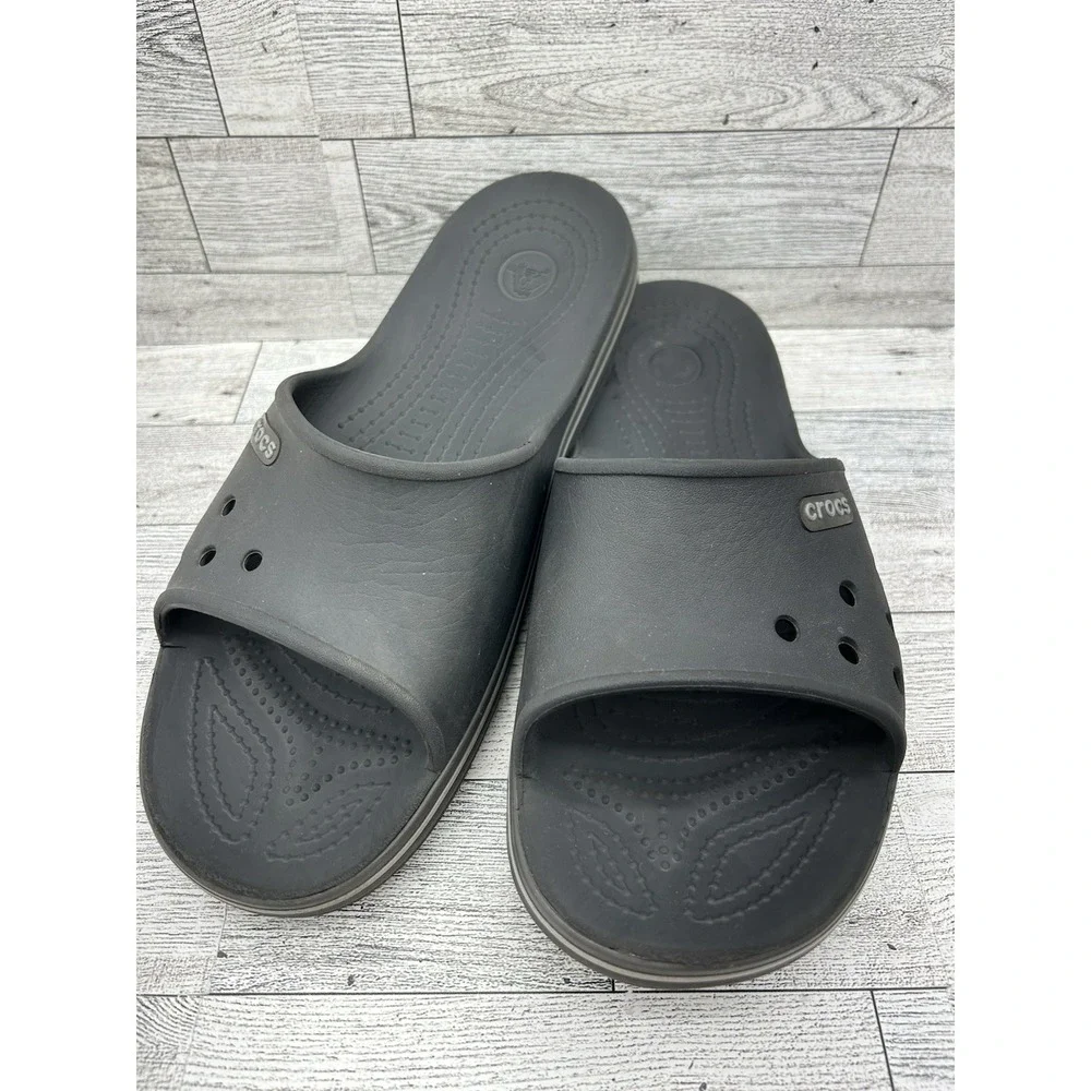 Crocs‎ Crocband II Slides Flip Flops Sandals Slides Black Size Mens 8/Womens 10